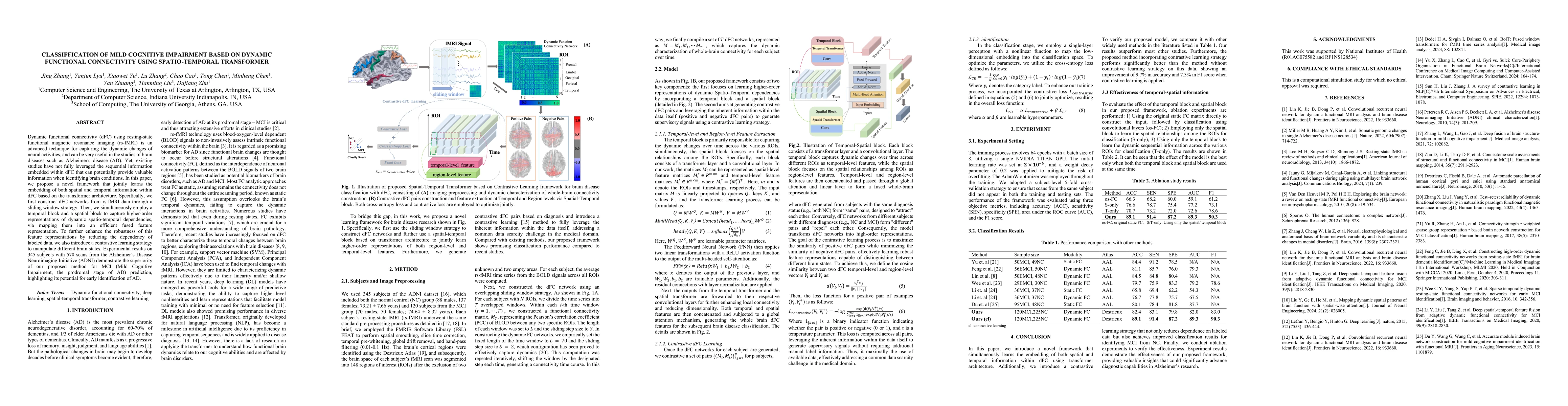 Thumbnail for Classification of Mild Cognitive Impairment Based on Dynamic Functional
  Connectivity Using Spatio-Temporal Transformer
