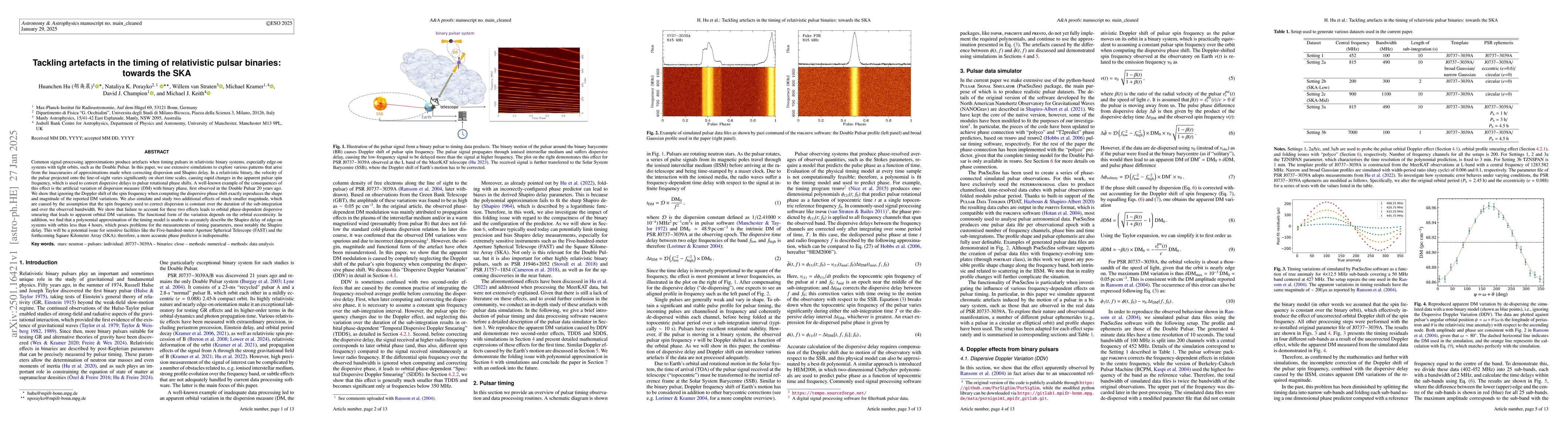 Thumbnail for Tackling artefacts in the timing of relativistic pulsar binaries:
  towards the SKA