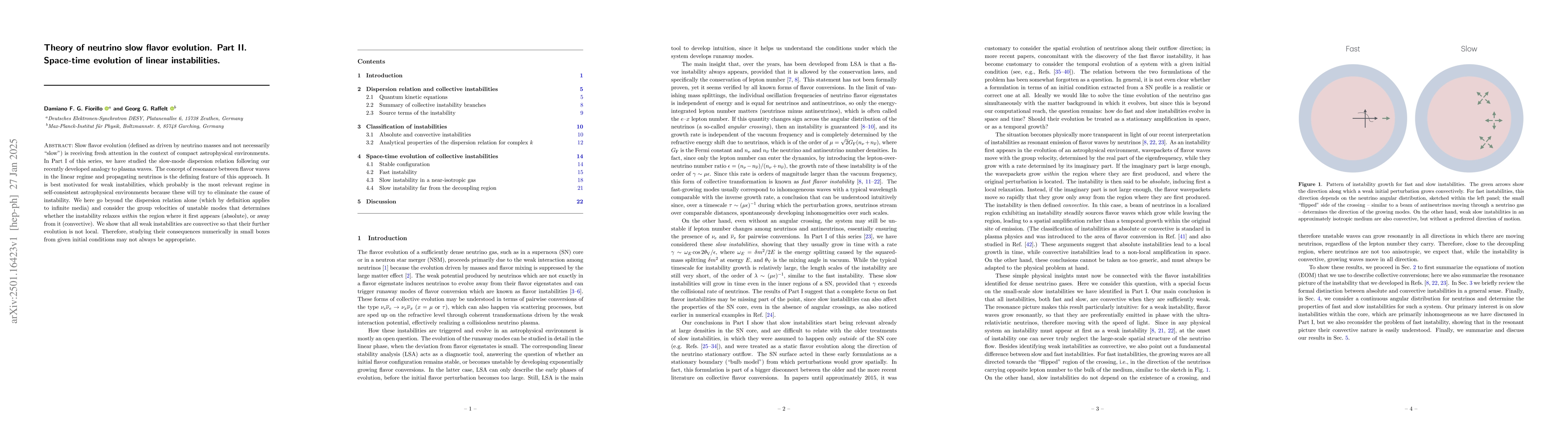 Thumbnail for Theory of neutrino slow flavor evolution. Part II. Space-time evolution
  of linear instabilities