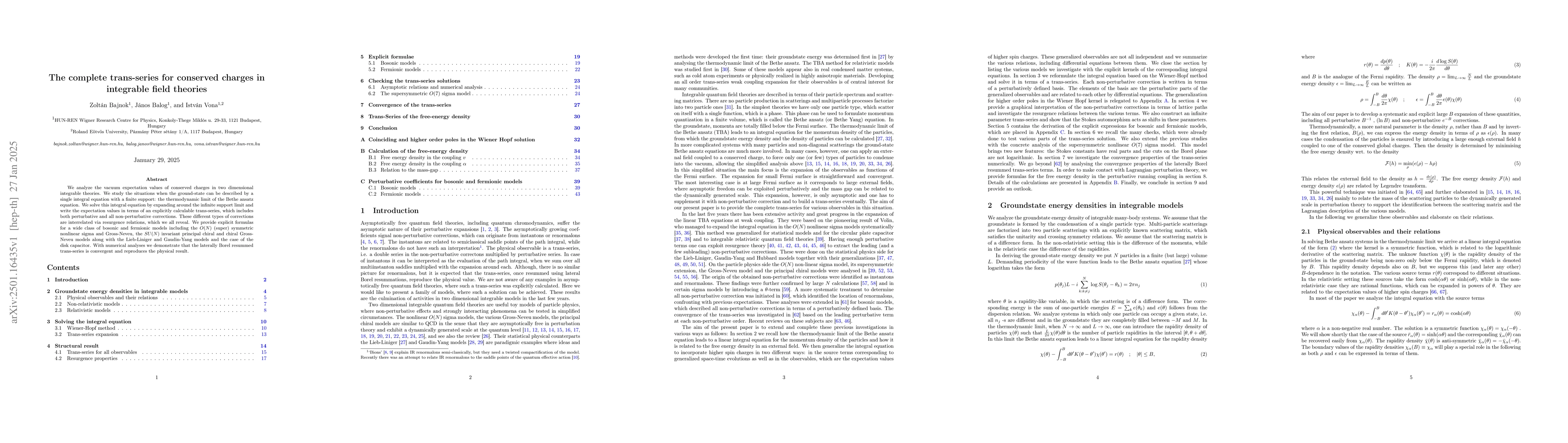 Thumbnail for The complete trans-series for conserved charges in integrable field
  theories