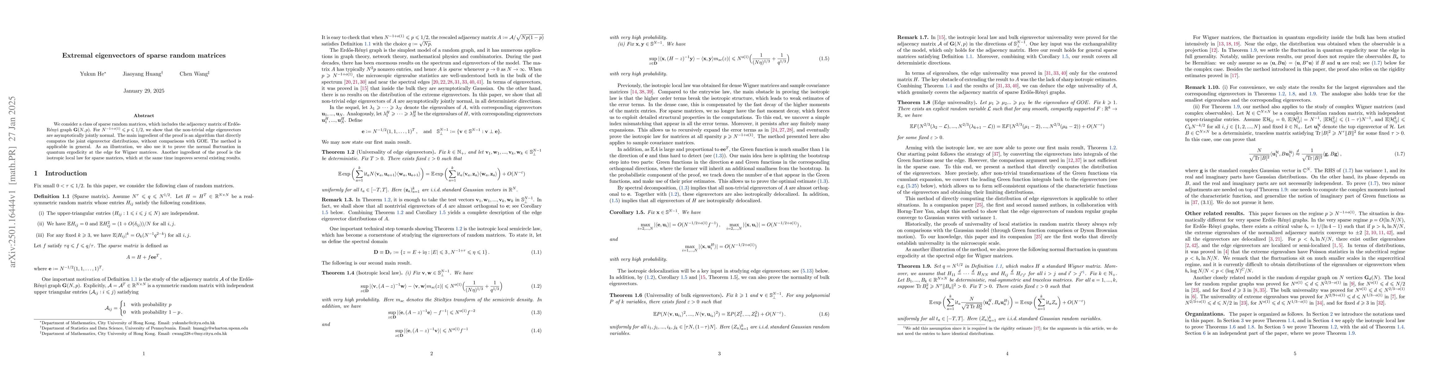 Thumbnail for Extremal eigenvectors of sparse random matrices