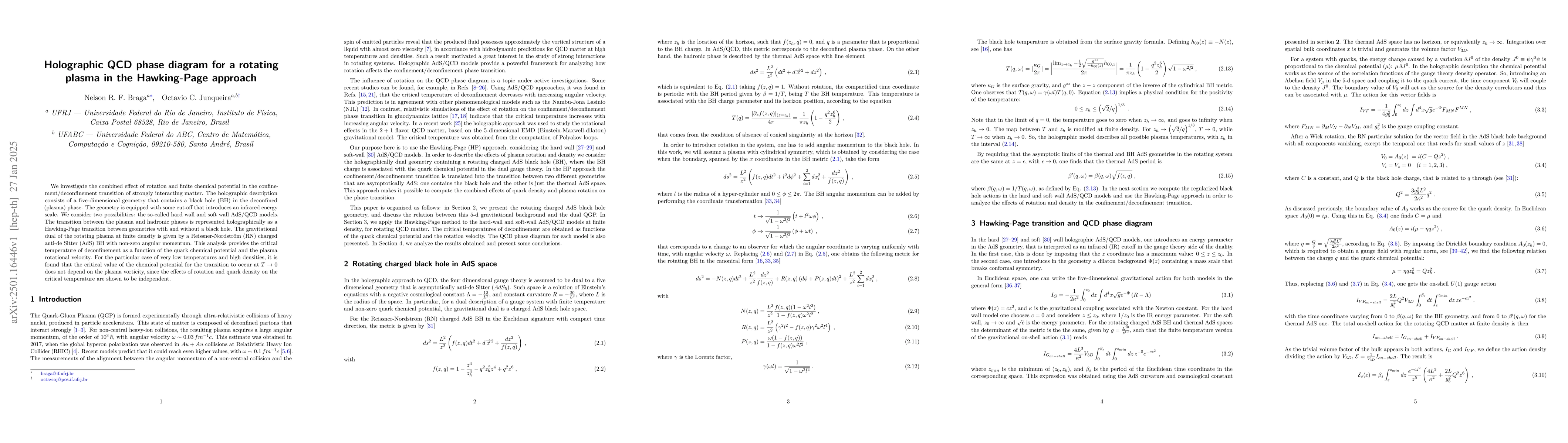 Thumbnail for Holographic QCD phase diagram for a rotating plasma in the Hawking-Page
  approach