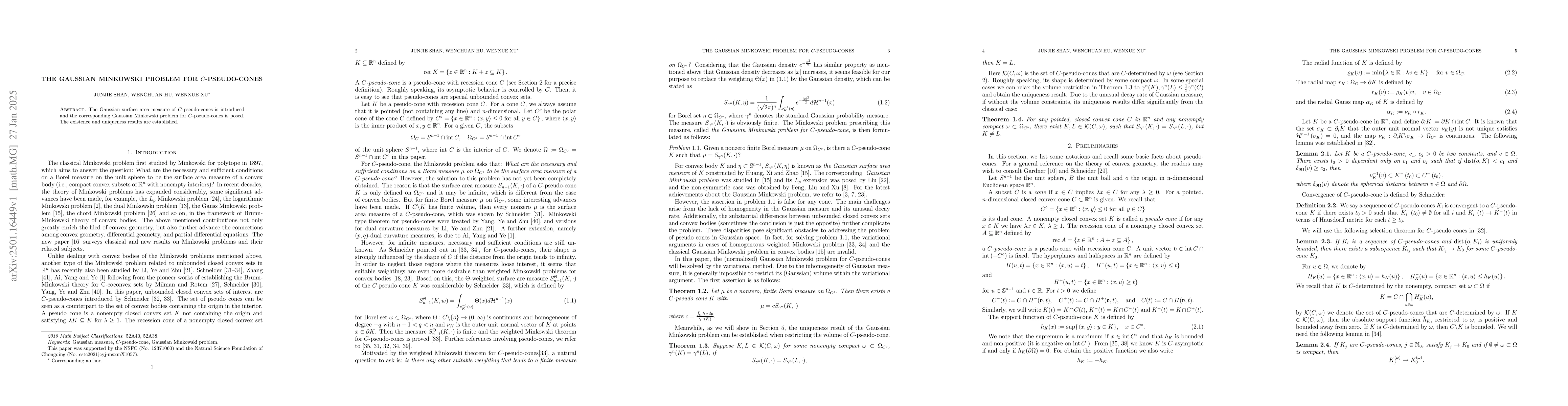 Thumbnail for The Gaussian-Minkowski problem for C-pseudo-cones
