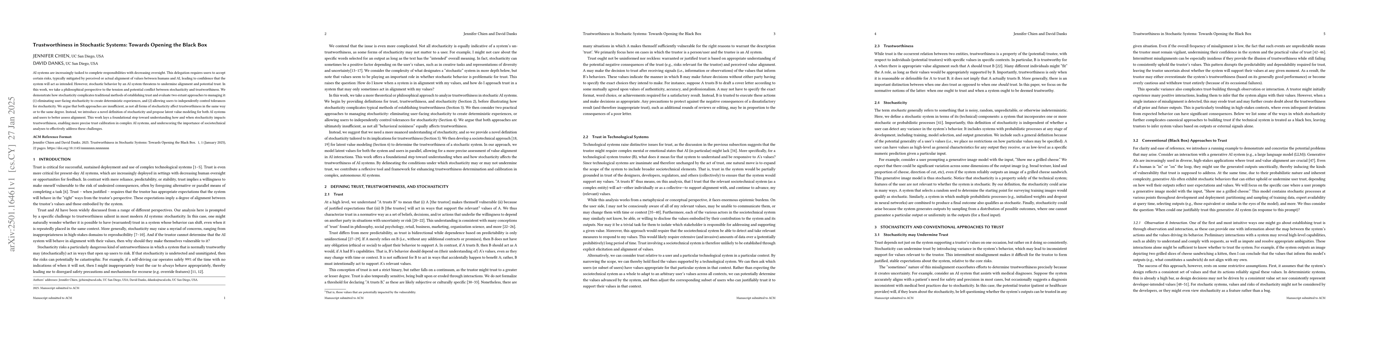 Thumbnail for Trustworthiness in Stochastic Systems: Towards Opening the Black Box