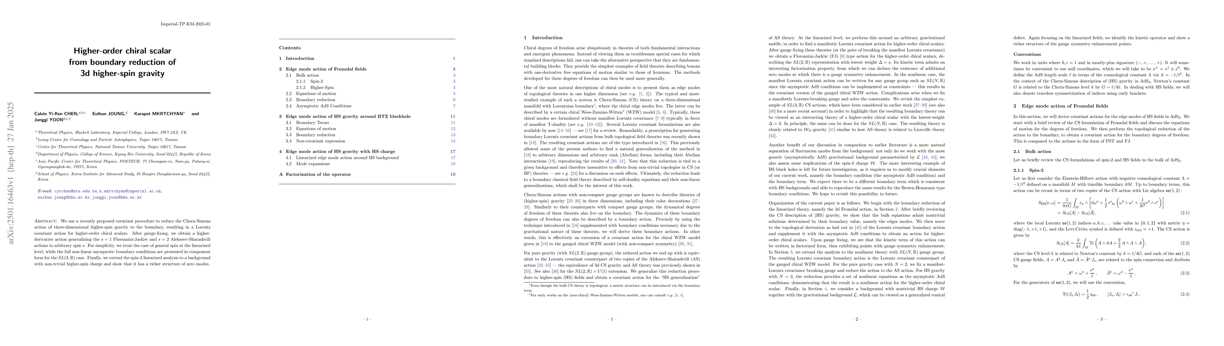 Thumbnail for Higher-order chiral scalar from boundary reduction of 3d higher-spin
  gravity