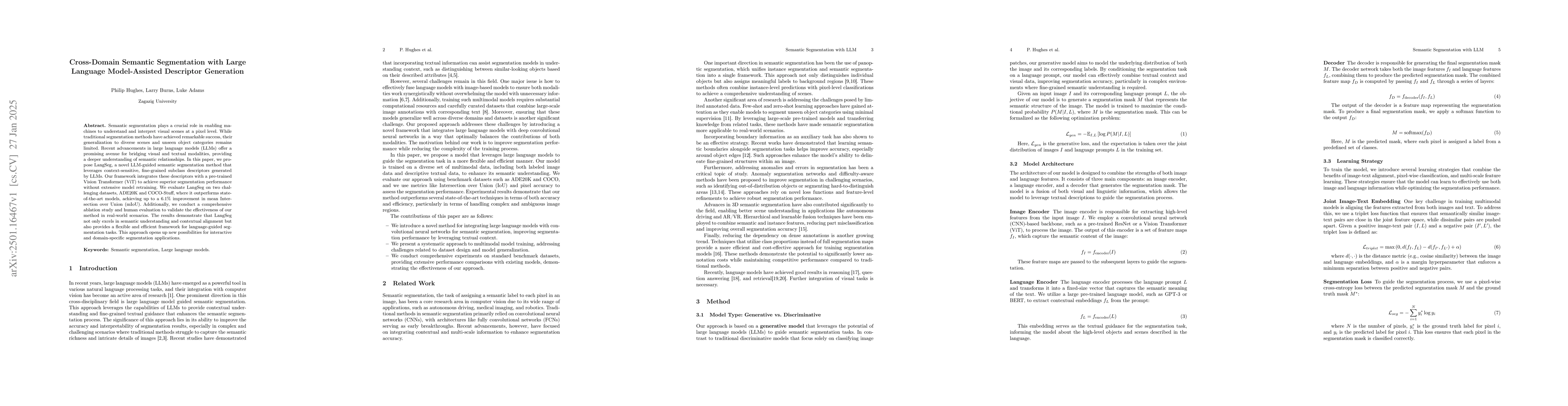 Thumbnail for Cross-Domain Semantic Segmentation with Large Language Model-Assisted
  Descriptor Generation