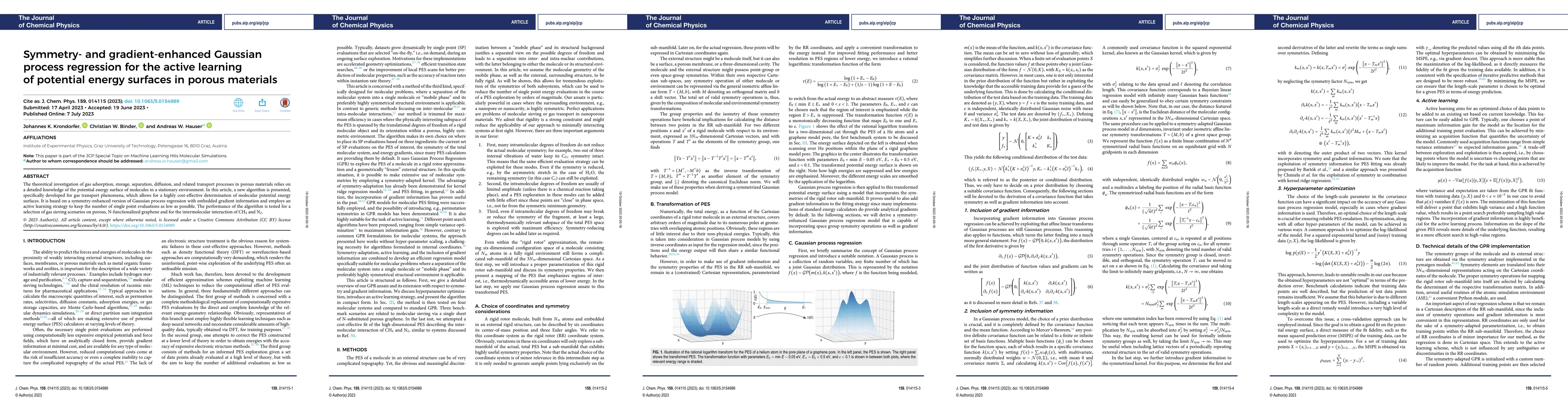 Thumbnail for Symmetry- and Gradient-enhanced Gaussian Process Regression for the
  Active Learning of Potential Energy Surfaces in Porous Materials