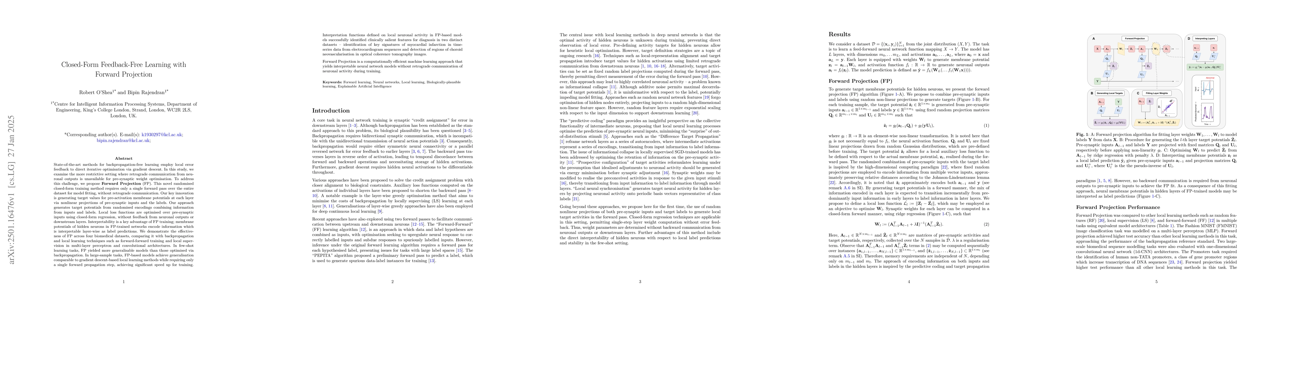 Thumbnail for Closed-Form Feedback-Free Learning with Forward Projection