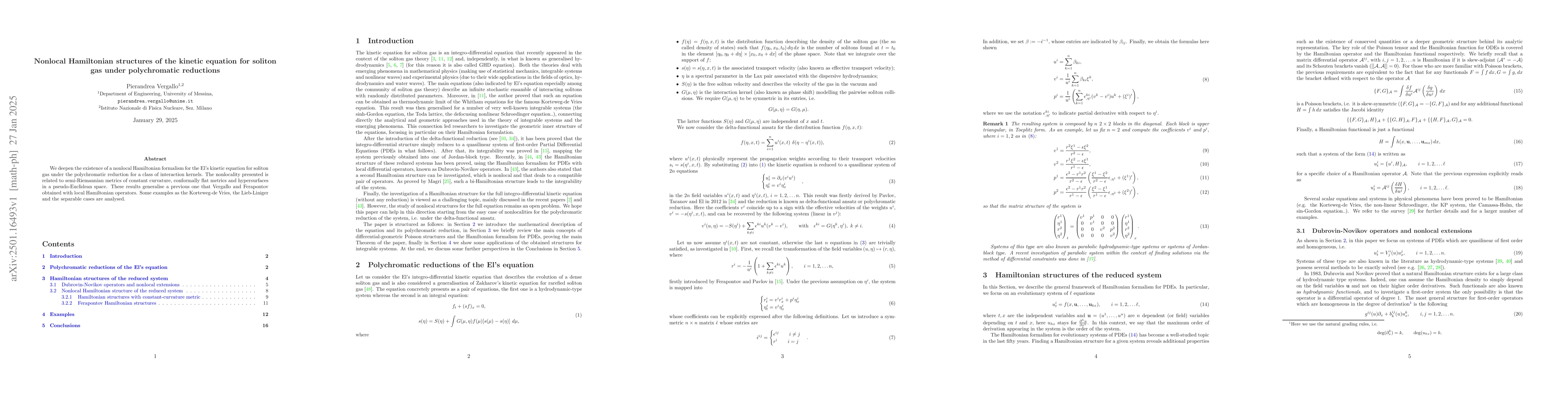 Thumbnail for Nonlocal Hamiltonian structures of the kinetic equation for soliton gas
  under polychromatic reductions