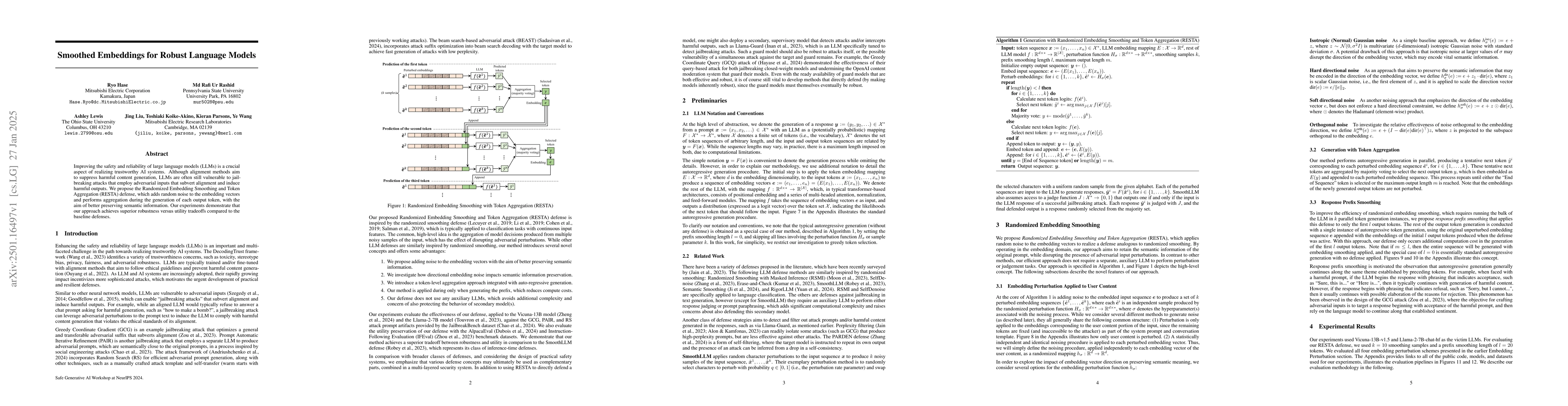 Thumbnail for Smoothed Embeddings for Robust Language Models