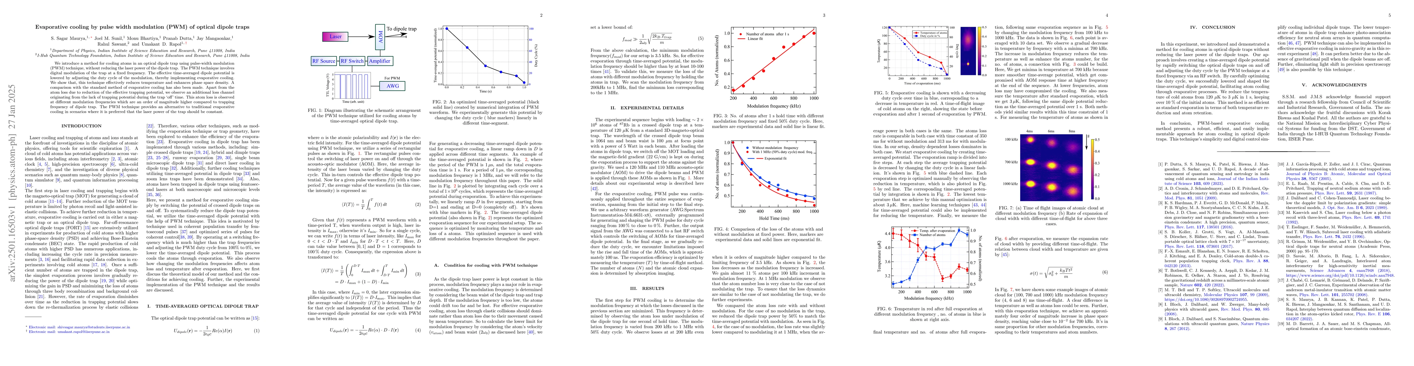 Thumbnail for Evaporative cooling by pulse width modulation (PWM) of optical dipole
  traps