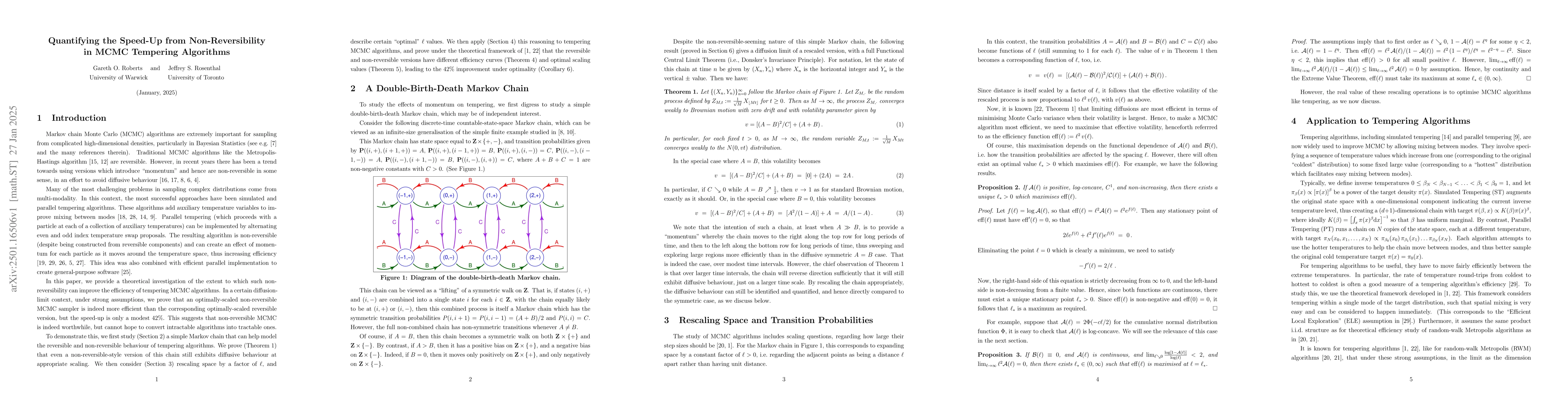 Thumbnail for Quantifying the Speed-Up from Non-Reversibility in MCMC Tempering
  Algorithms