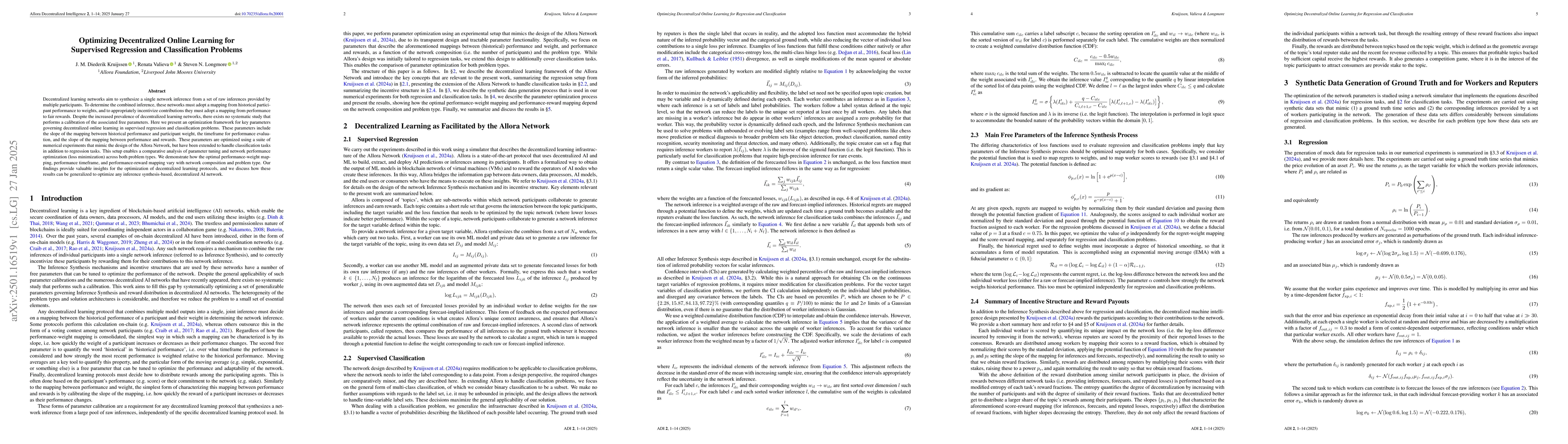 Thumbnail for Optimizing Decentralized Online Learning for Supervised Regression and
  Classification Problems