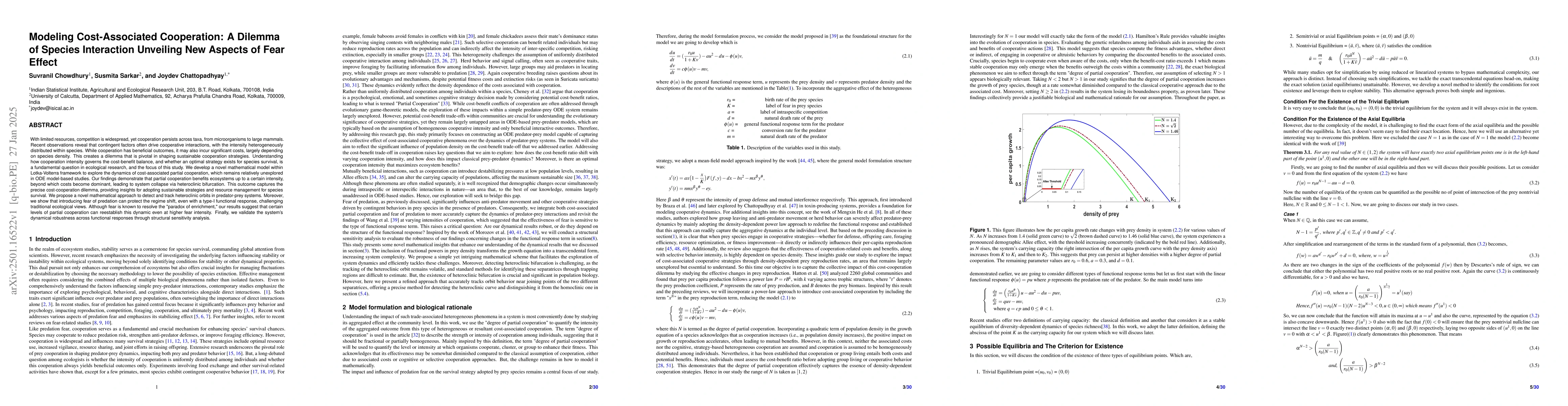 Thumbnail for Modeling Cost-Associated Cooperation: A Dilemma of Species Interaction
  Unveiling New Aspects of Fear Effect