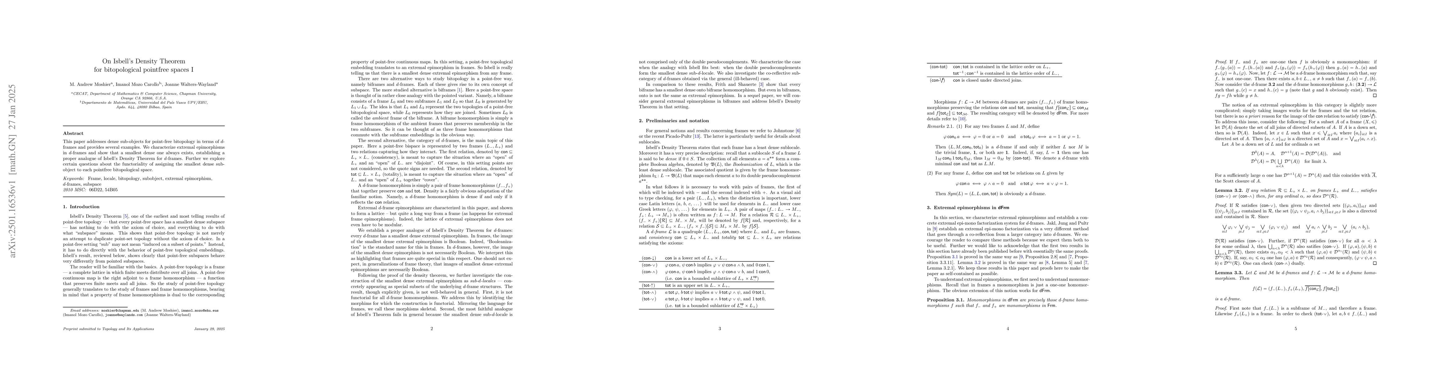 Thumbnail for On Isbell's Density Theorem for bitopological pointfree spaces I