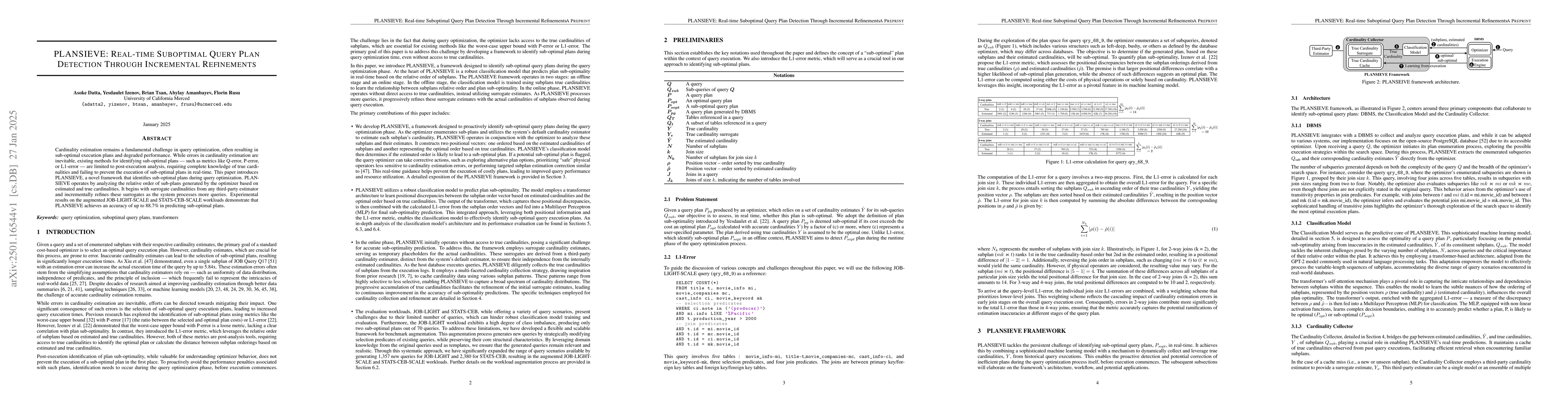 Thumbnail for PLANSIEVE: Real-time Suboptimal Query Plan Detection Through Incremental
  Refinements