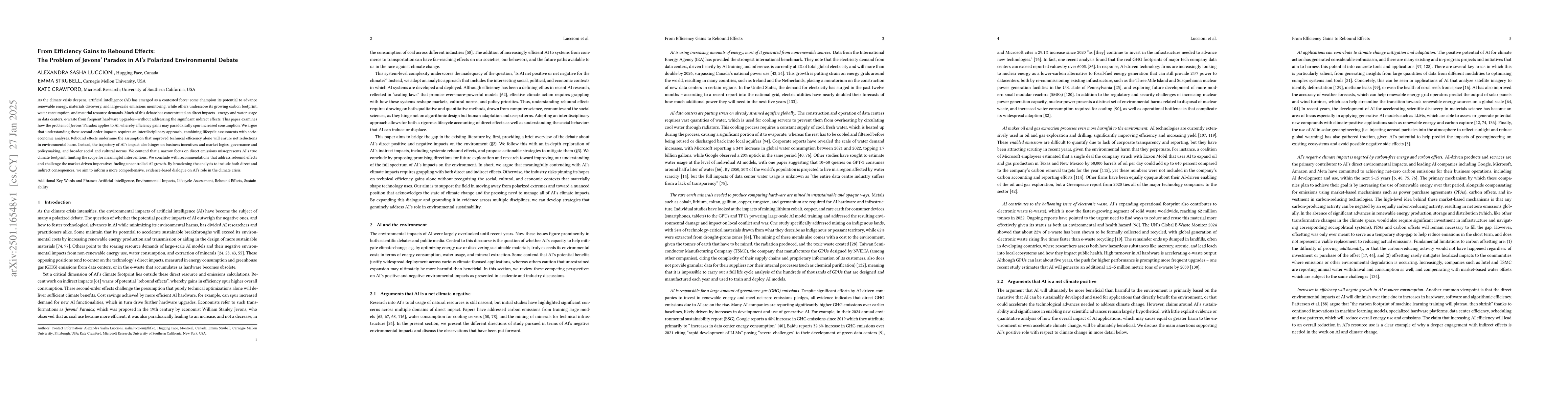 Thumbnail for From Efficiency Gains to Rebound Effects: The Problem of Jevons' Paradox
  in AI's Polarized Environmental Debate