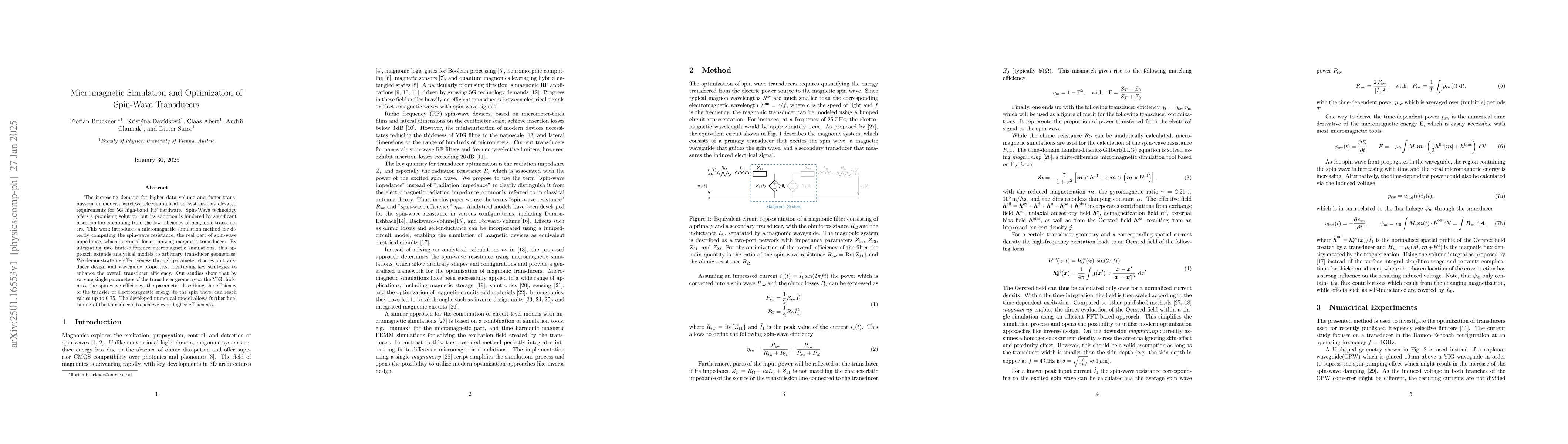 Thumbnail for Micromagnetic Simulation and Optimization of Spin-Wave Transducers