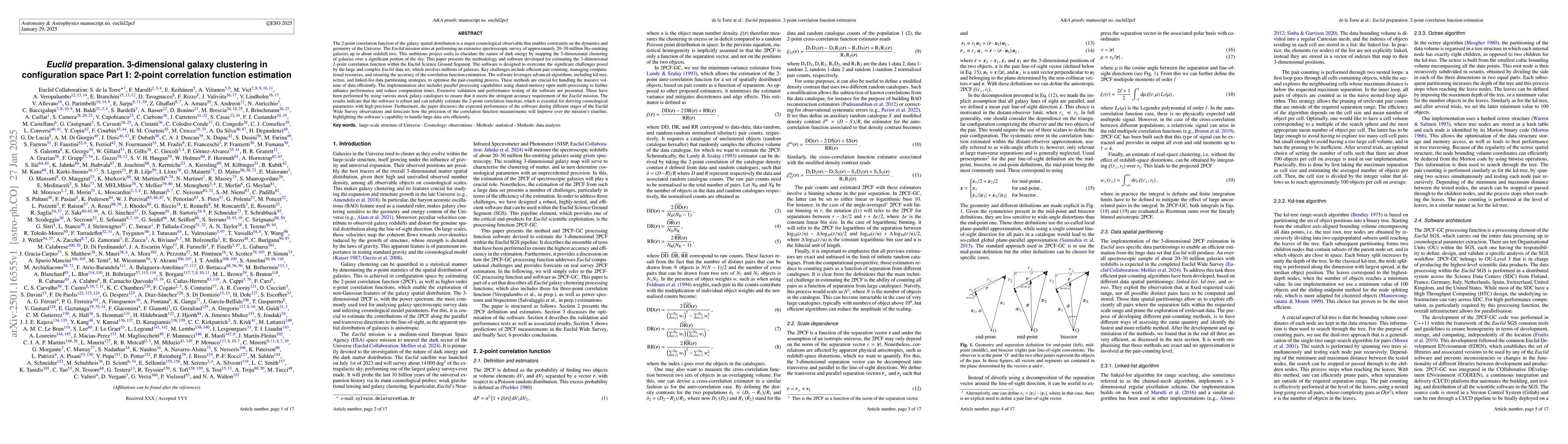 Thumbnail for Euclid preparation. 3-dimensional galaxy clustering in configuration
  space. Part I. 2-point correlation function estimation