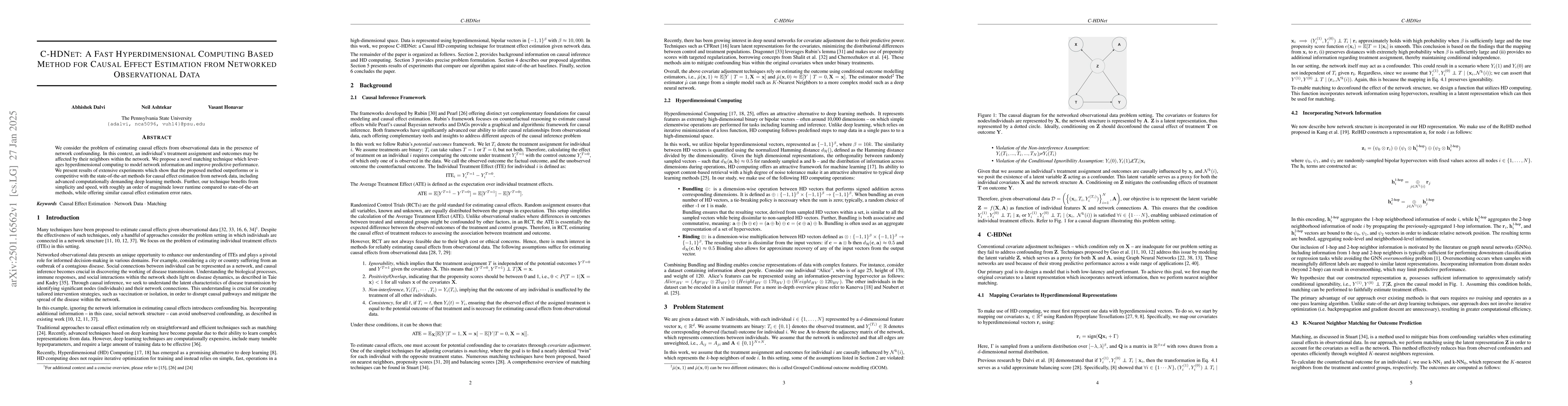 Thumbnail for C-HDNet: A Fast Hyperdimensional Computing Based Method for Causal
  Effect Estimation from Networked Observational Data