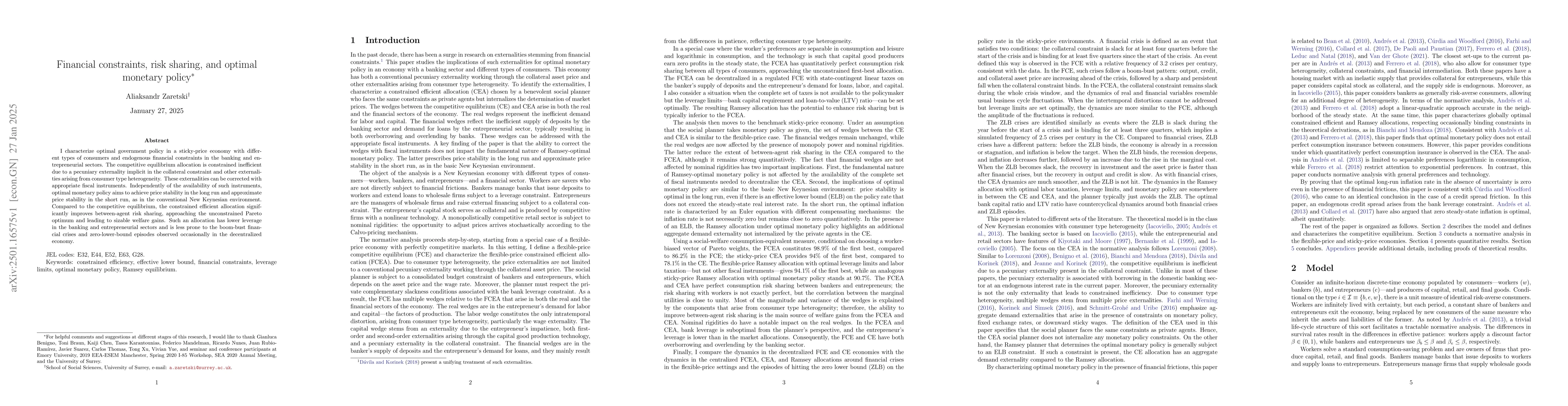 Thumbnail for Financial constraints, risk sharing, and optimal monetary policy