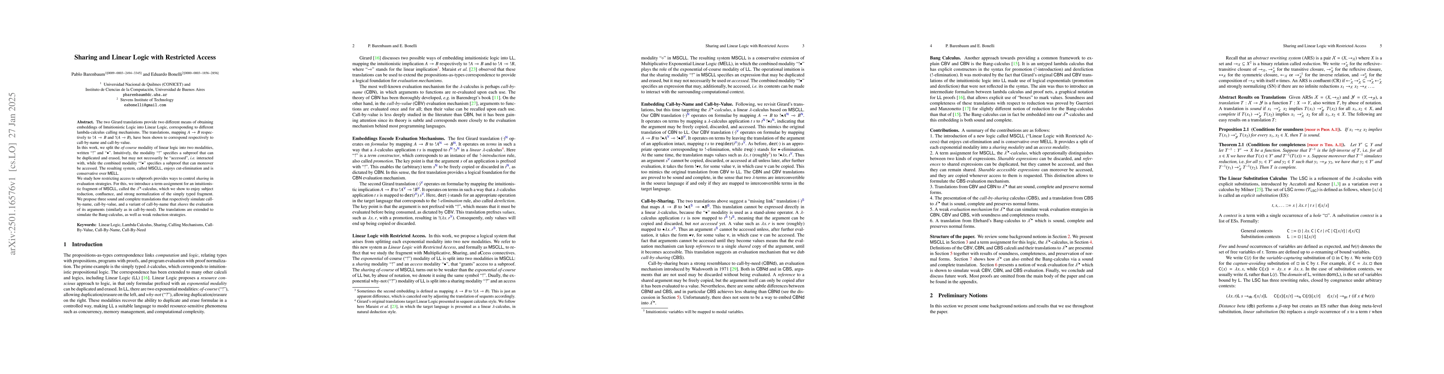 Thumbnail for Sharing and Linear Logic with Restricted Access (Extended Version)