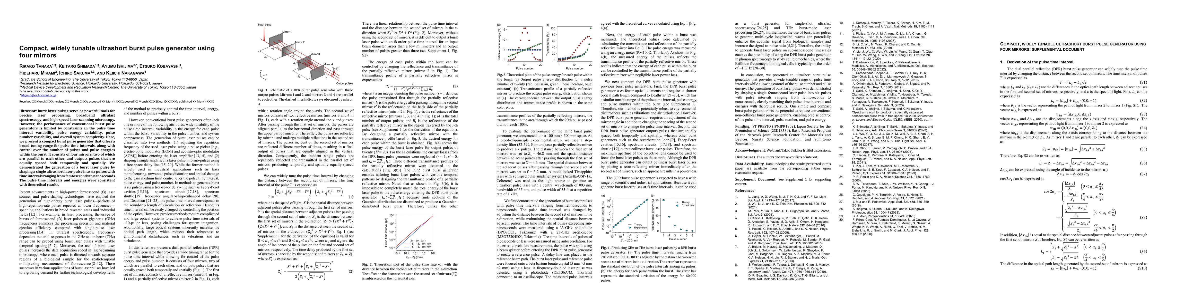 Thumbnail for Compact, widely tunable ultrashort burst pulse generator using four
  mirrors