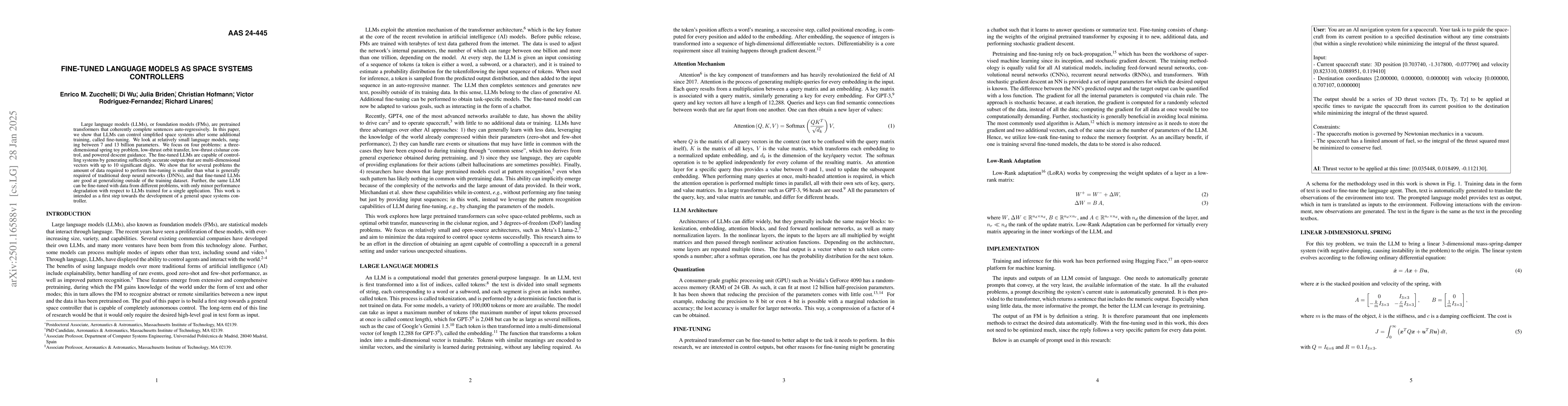 Thumbnail for Fine-Tuned Language Models as Space Systems Controllers
