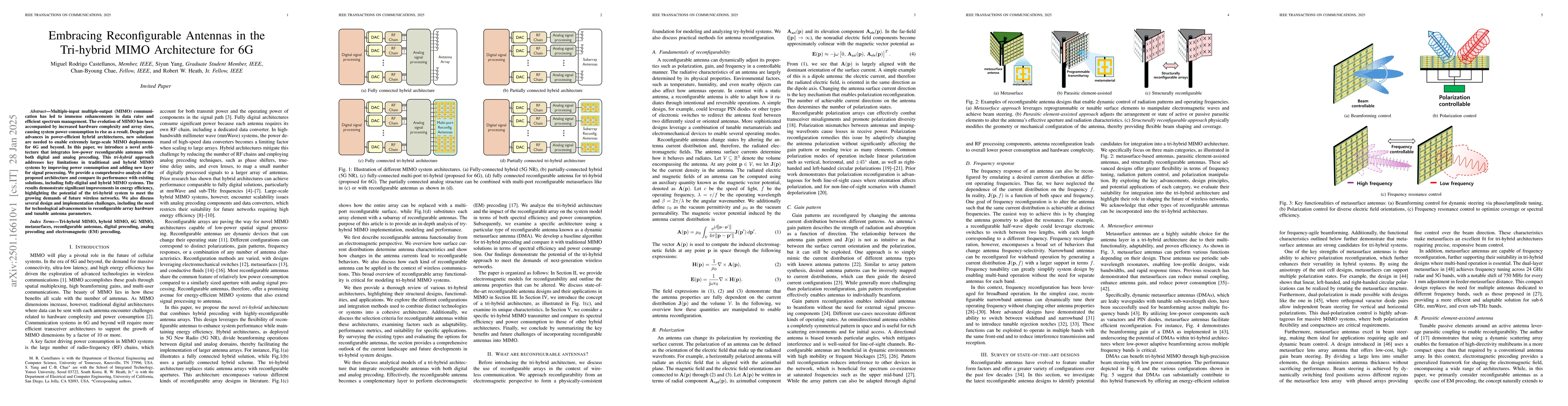 Thumbnail for Embracing Reconfigurable Antennas in the Tri-hybrid MIMO Architecture
  for 6G