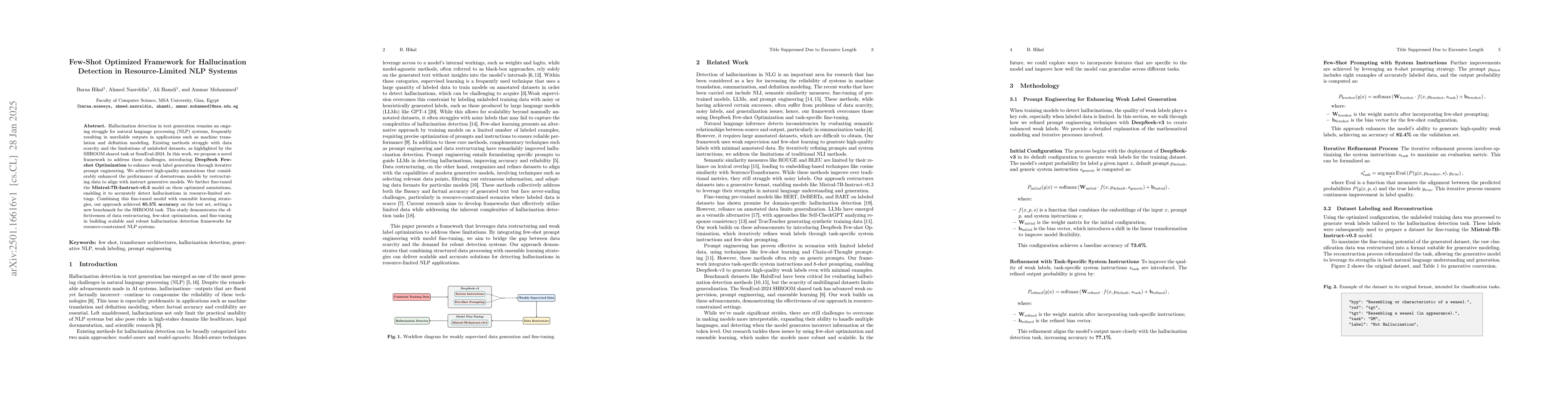 Thumbnail for Few-Shot Optimized Framework for Hallucination Detection in
  Resource-Limited NLP Systems