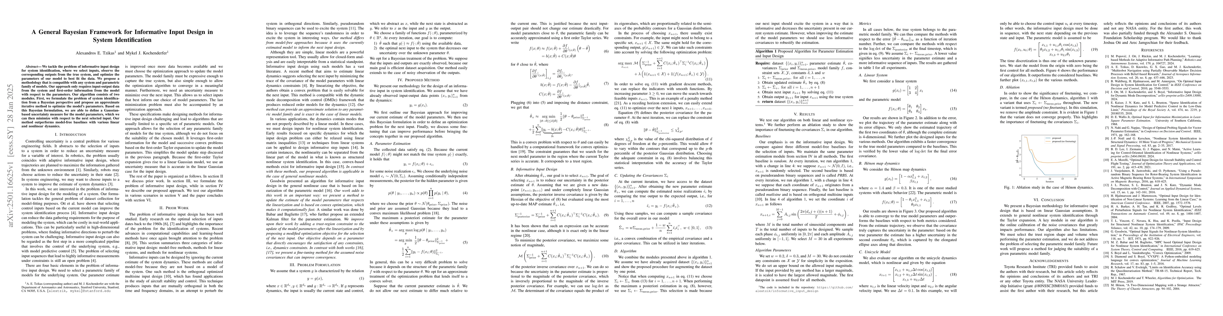 Thumbnail for A General Bayesian Framework for Informative Input Design in System
  Identification