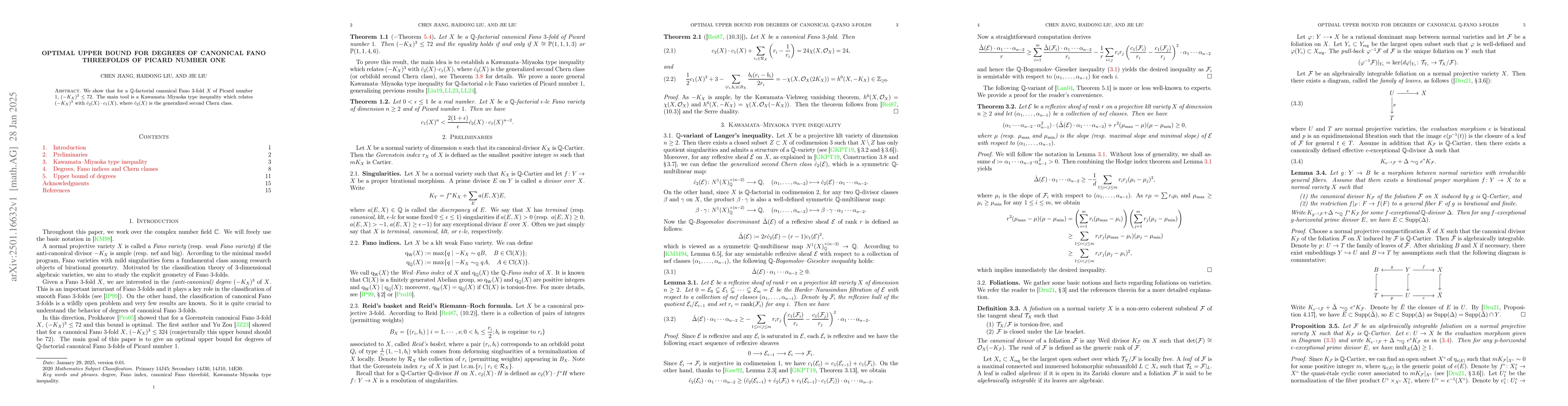 Thumbnail for Optimal upper bound for degrees of canonical Fano threefolds of Picard
  number one
