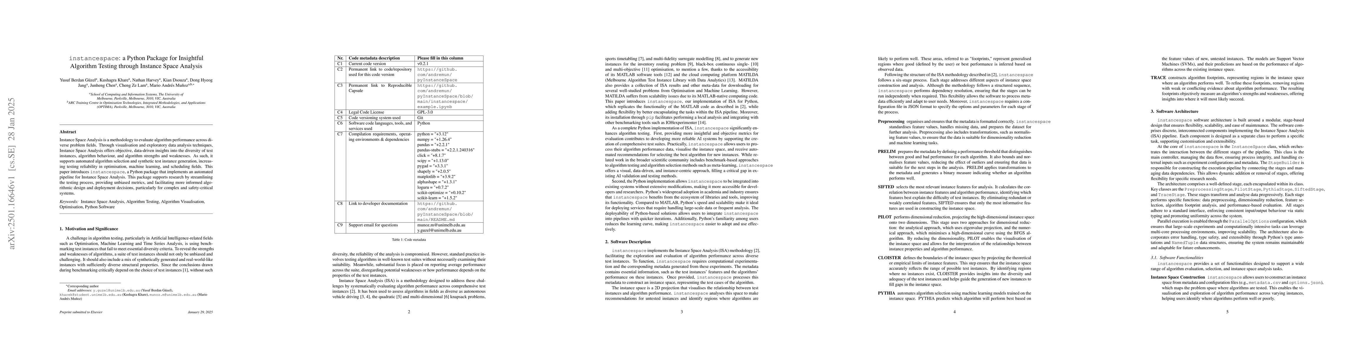 Thumbnail for instancespace: a Python Package for Insightful Algorithm Testing through
  Instance Space Analysis