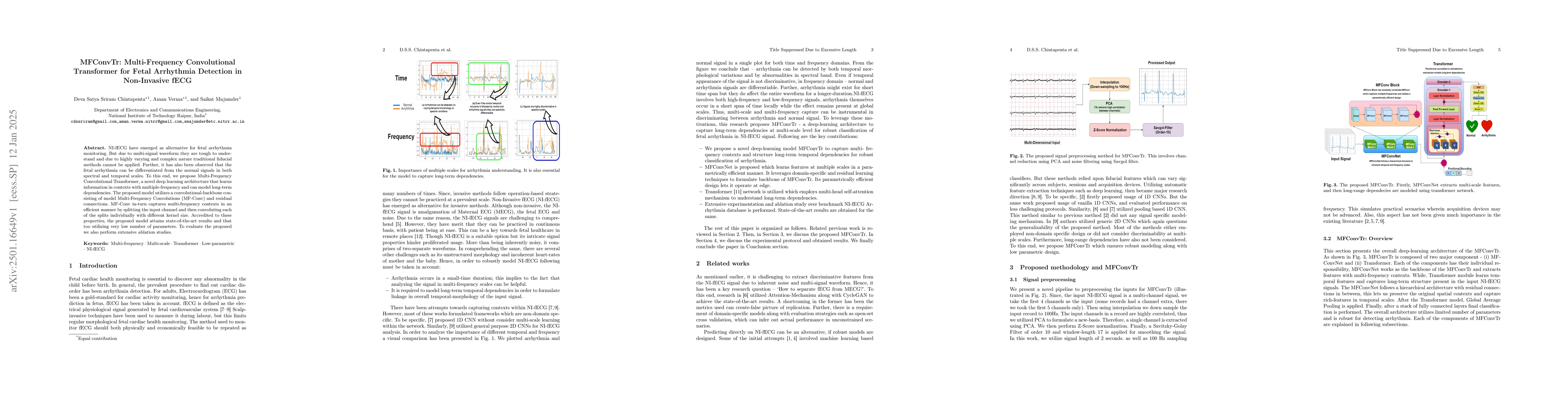 Thumbnail for MFConvTr: Multi-Frequency Convolutional Transformer for Fetal Arrhythmia
  Detection in Non-Invasive fECG