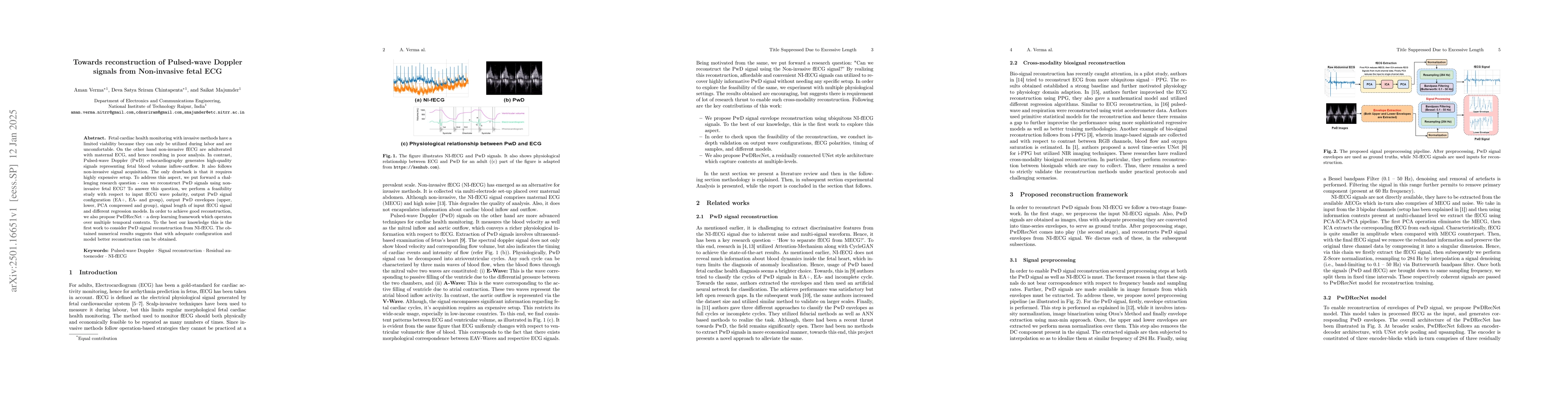 Thumbnail for Towards reconstruction of Pulsed-wave Doppler signals from Non-invasive
  fetal ECG