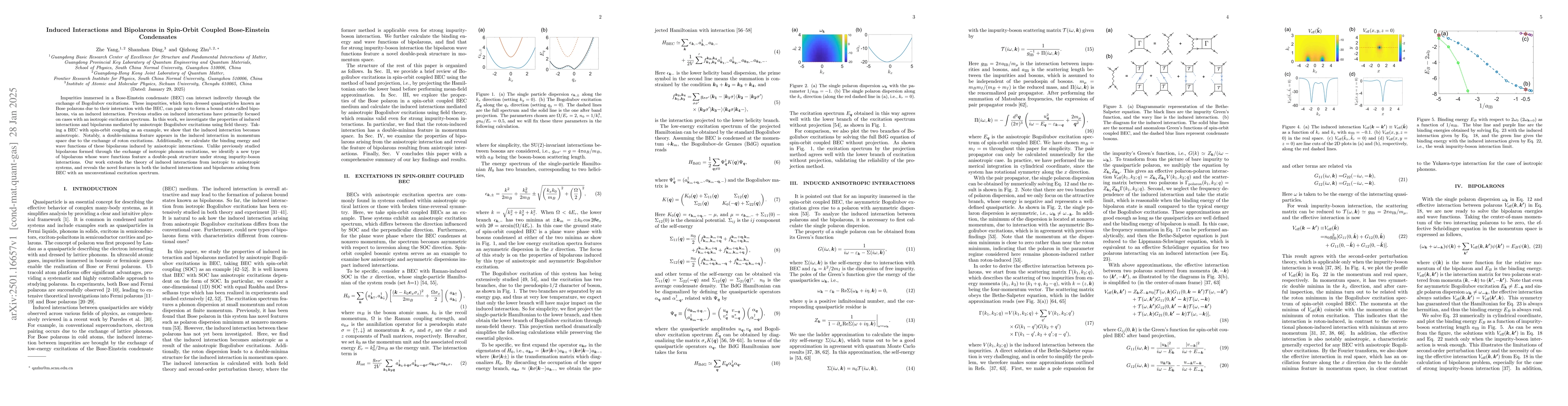 Thumbnail for Induced Interactions and Bipolarons in Spin-Orbit Coupled Bose-Einstein
  Condensates