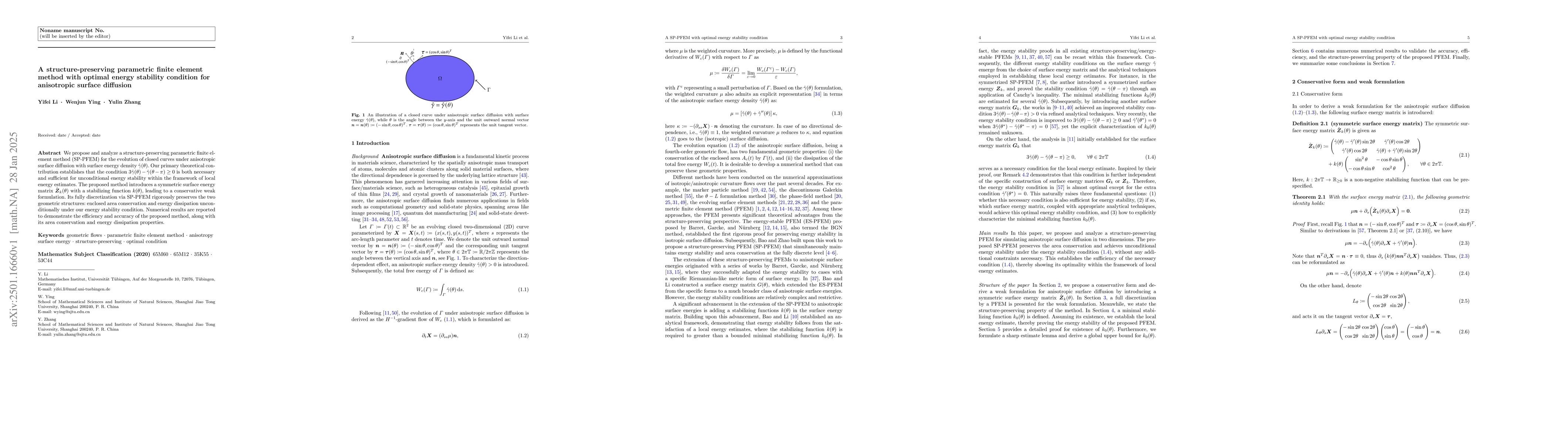 Thumbnail for A structure-preserving parametric finite element method with optimal
  energy stability condition for anisotropic surface diffusion