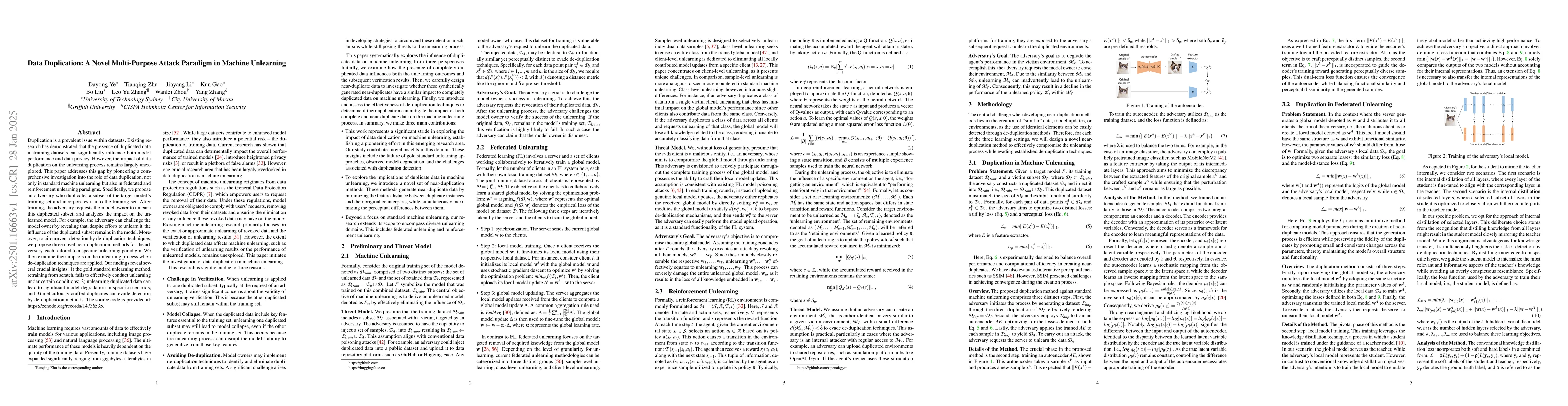 Thumbnail for Data Duplication: A Novel Multi-Purpose Attack Paradigm in Machine
  Unlearning