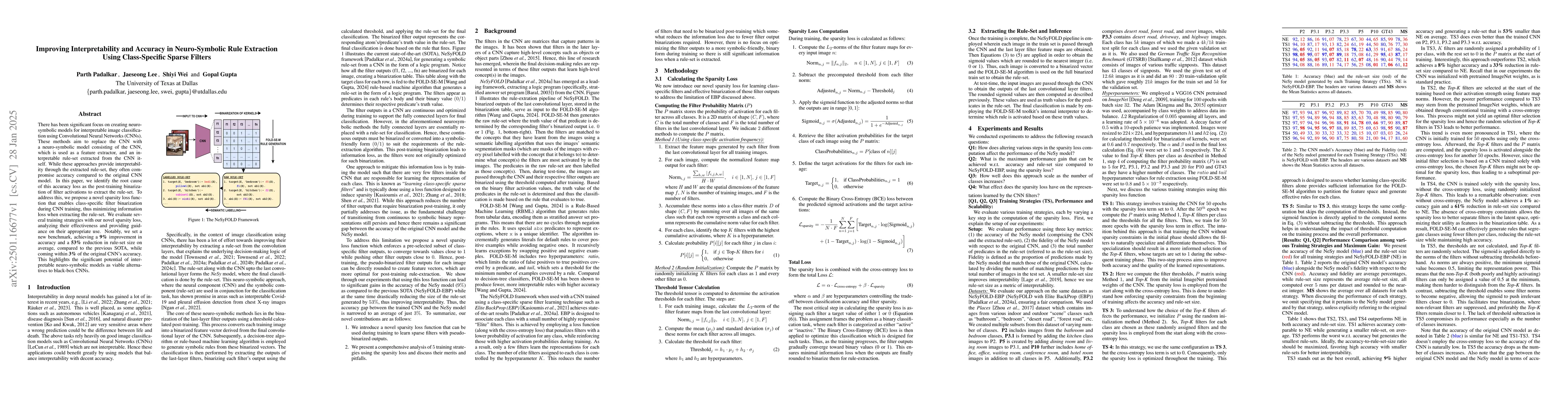 Thumbnail for Improving Interpretability and Accuracy in Neuro-Symbolic Rule
  Extraction Using Class-Specific Sparse Filters
