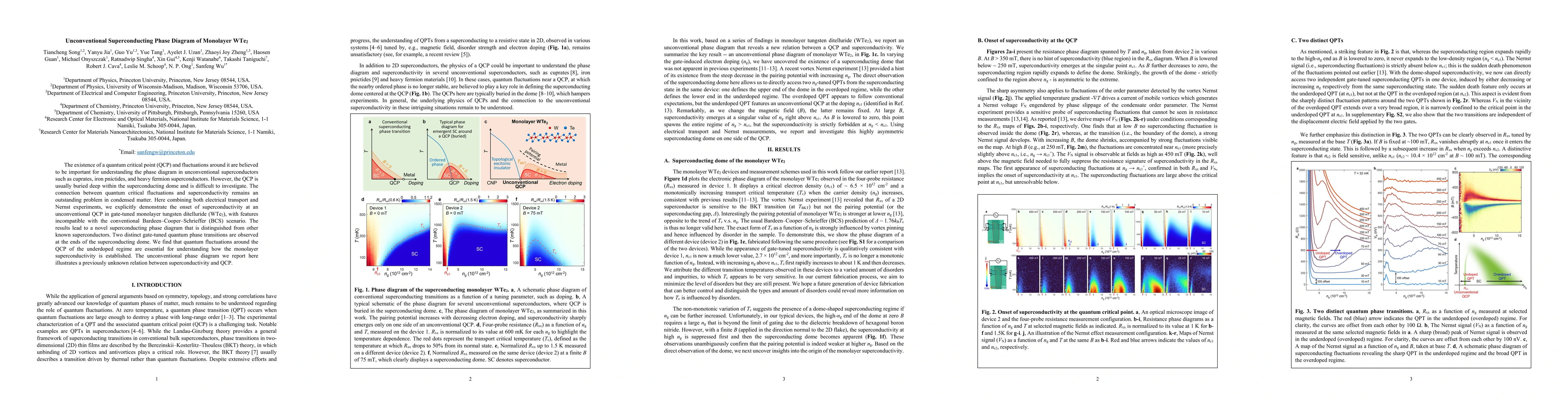 Thumbnail for Unconventional Superconducting Phase Diagram of Monolayer WTe2