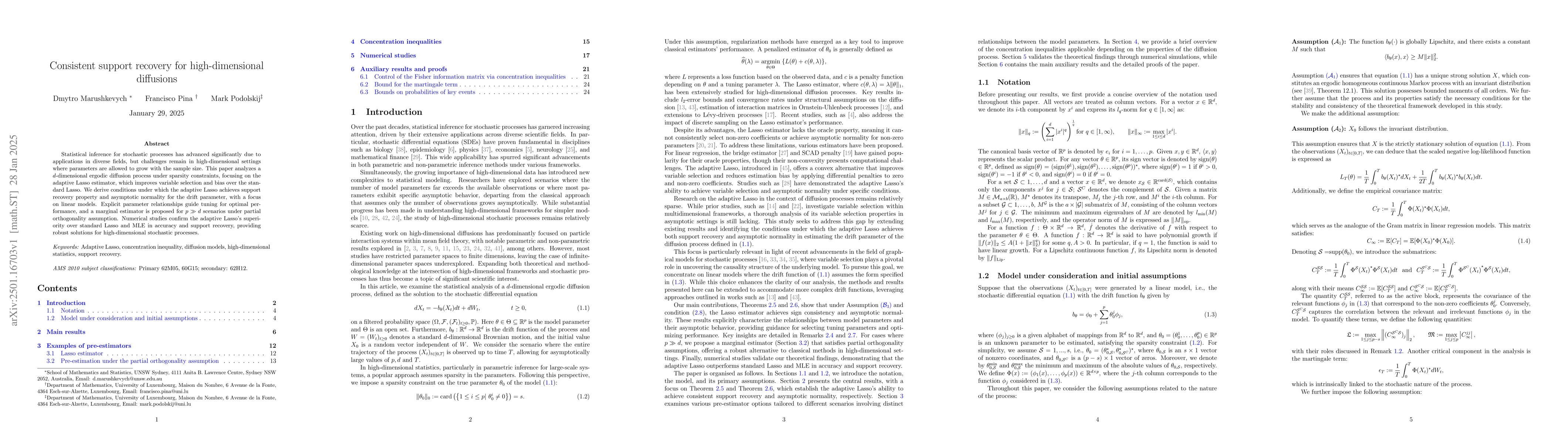 Thumbnail for Consistent support recovery for high-dimensional diffusions