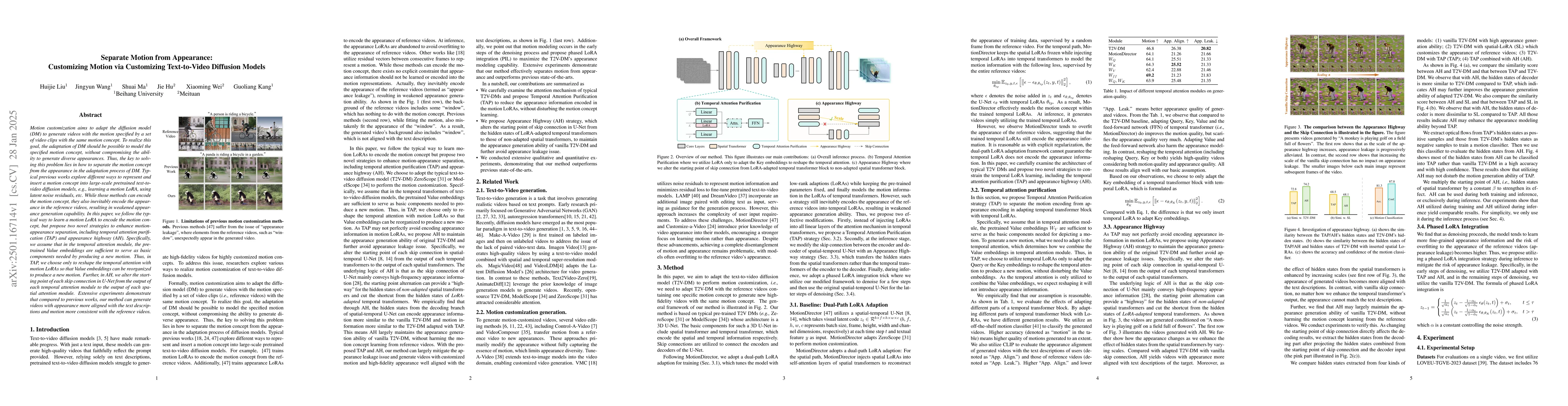 Thumbnail for Separate Motion from Appearance: Customizing Motion via Customizing
  Text-to-Video Diffusion Models