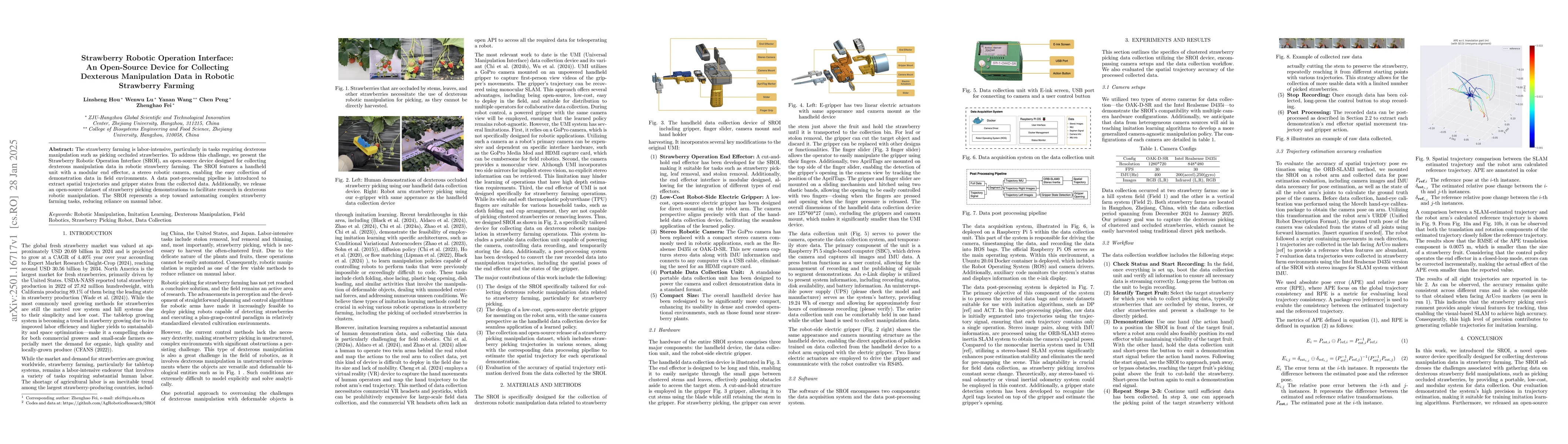 Thumbnail for Strawberry Robotic Operation Interface: An Open-Source Device for
  Collecting Dexterous Manipulation Data in Robotic Strawberry Farming