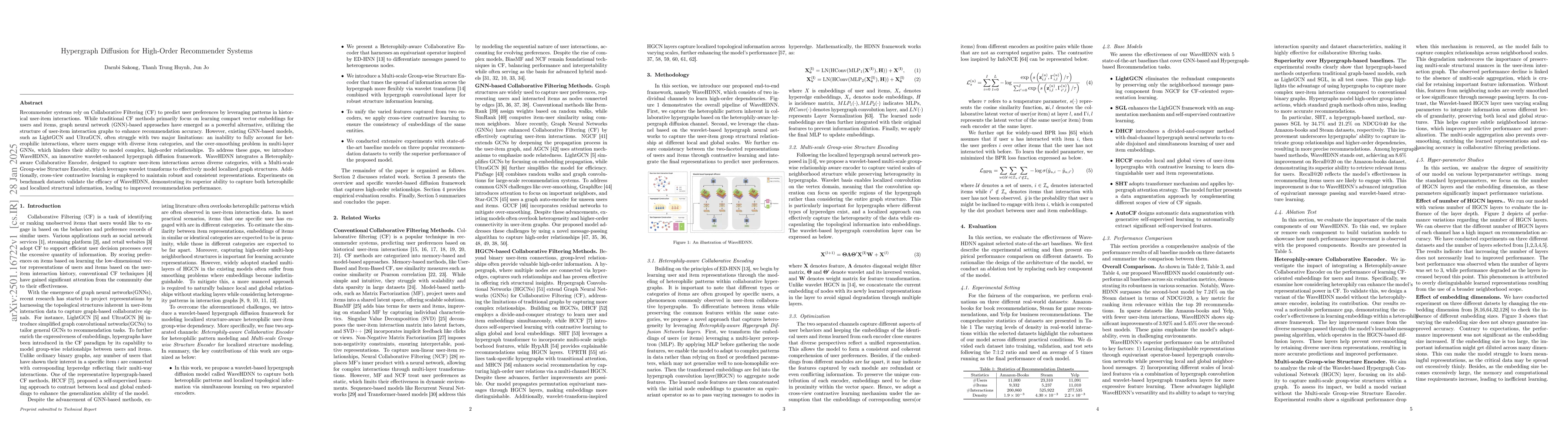 Thumbnail for Hypergraph Diffusion for High-Order Recommender Systems