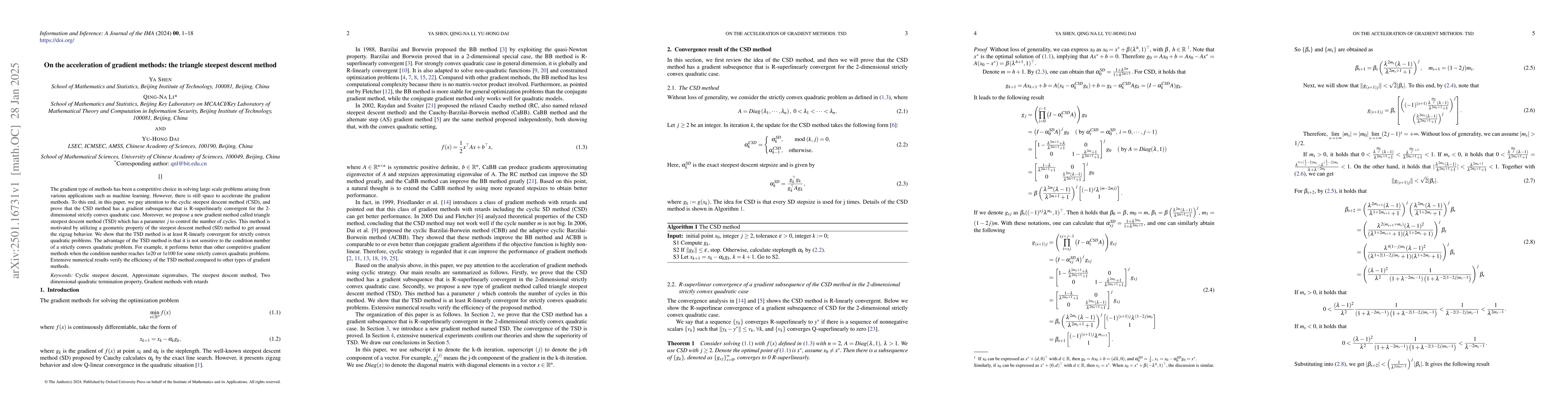 Thumbnail for On the acceleration of gradient methods: the triangle steepest descent
  method