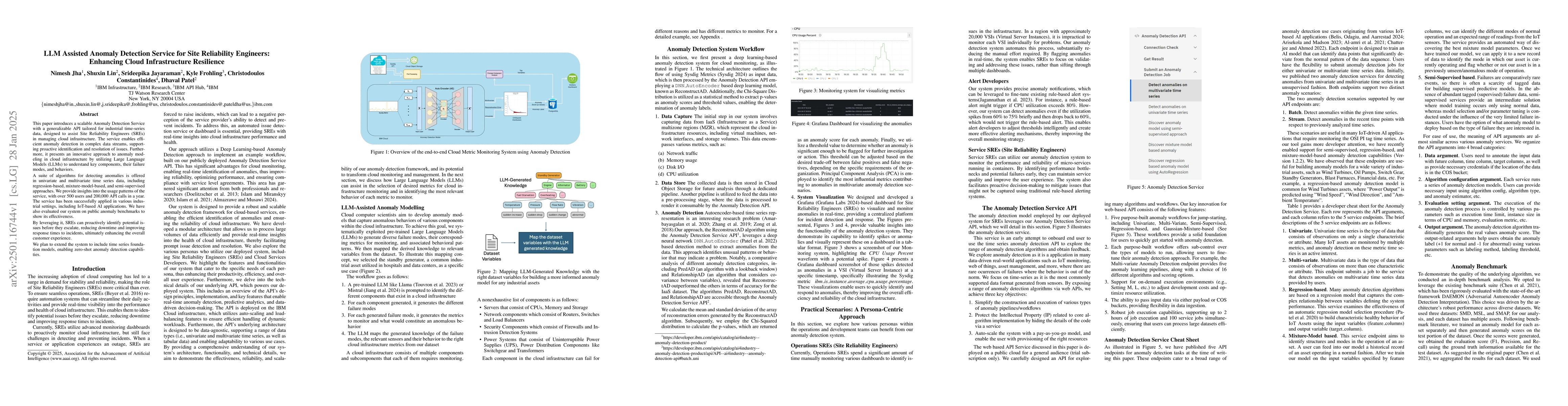 Thumbnail for LLM Assisted Anomaly Detection Service for Site Reliability Engineers:
  Enhancing Cloud Infrastructure Resilience