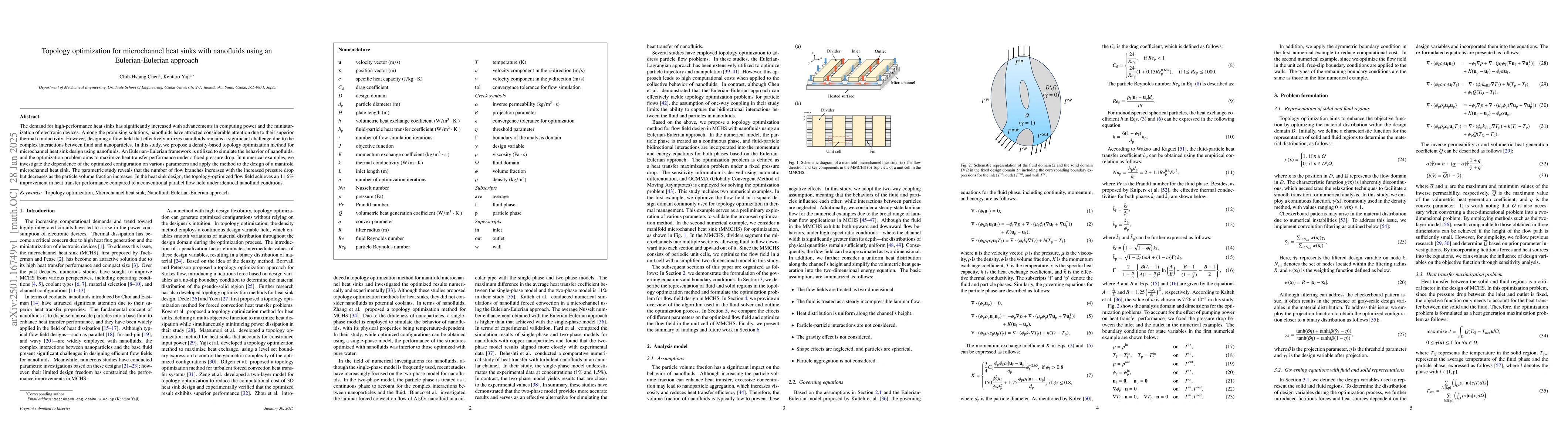 Thumbnail for Topology optimization for microchannel heat sinks with nanofluids using
  an Eulerian-Eulerian approach