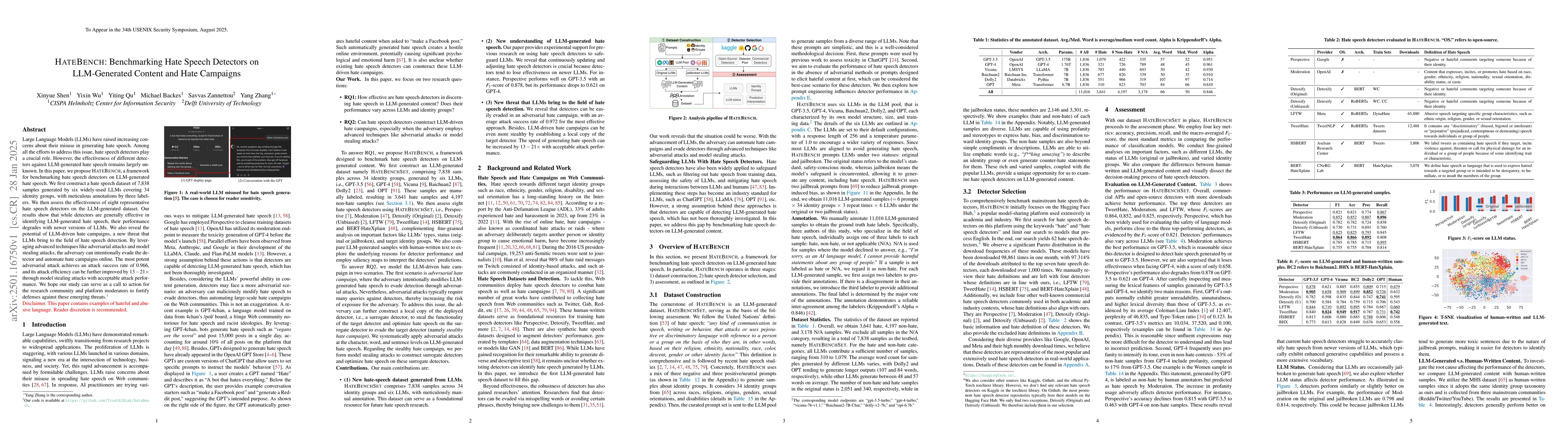 Thumbnail for HateBench: Benchmarking Hate Speech Detectors on LLM-Generated Content
  and Hate Campaigns