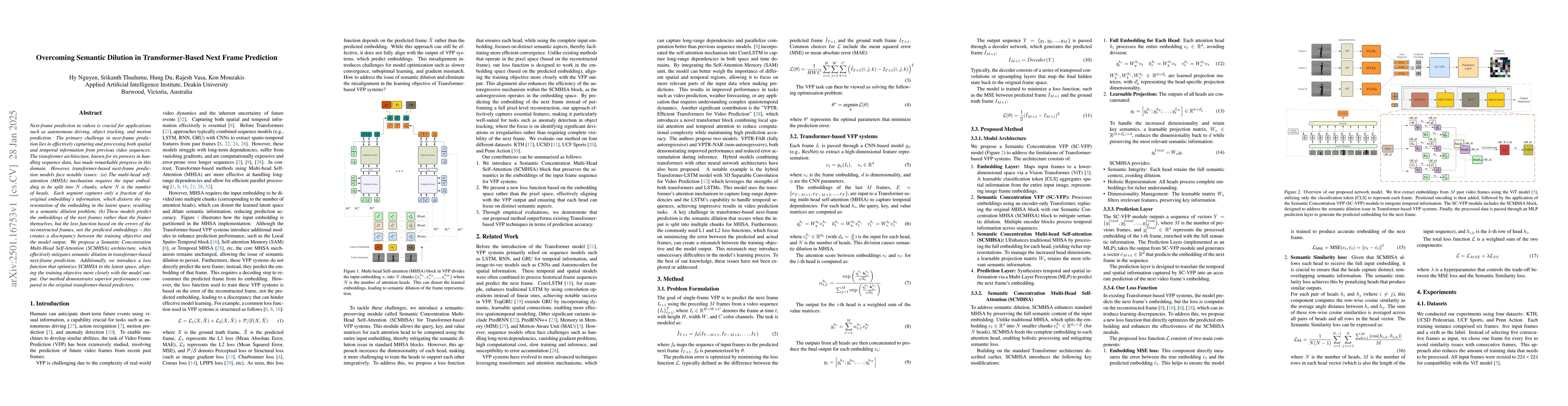 Thumbnail for Overcoming Semantic Dilution in Transformer-Based Next Frame Prediction
