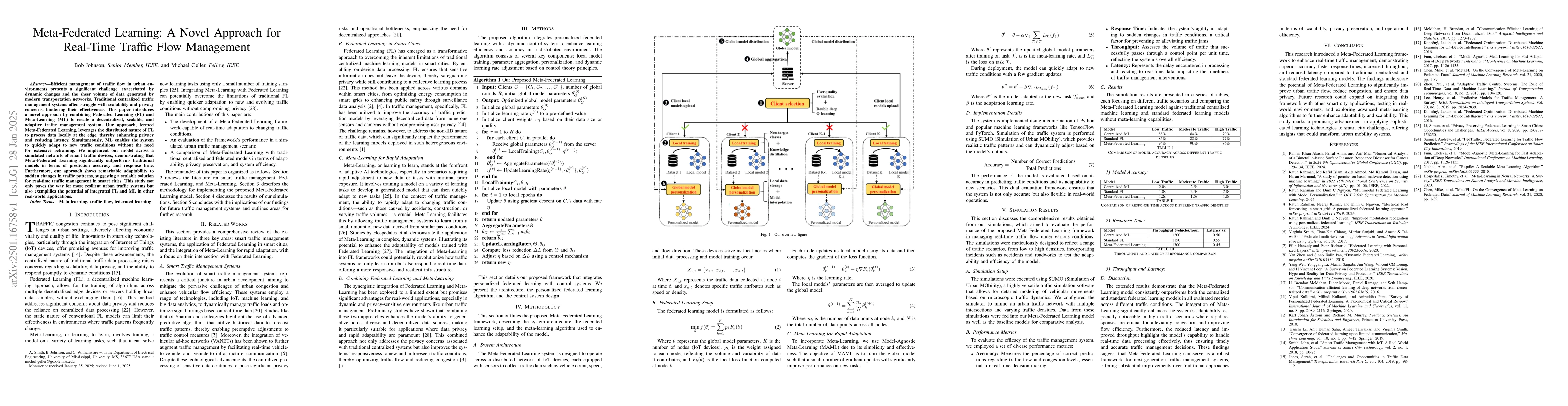Thumbnail for Meta-Federated Learning: A Novel Approach for Real-Time Traffic Flow
  Management